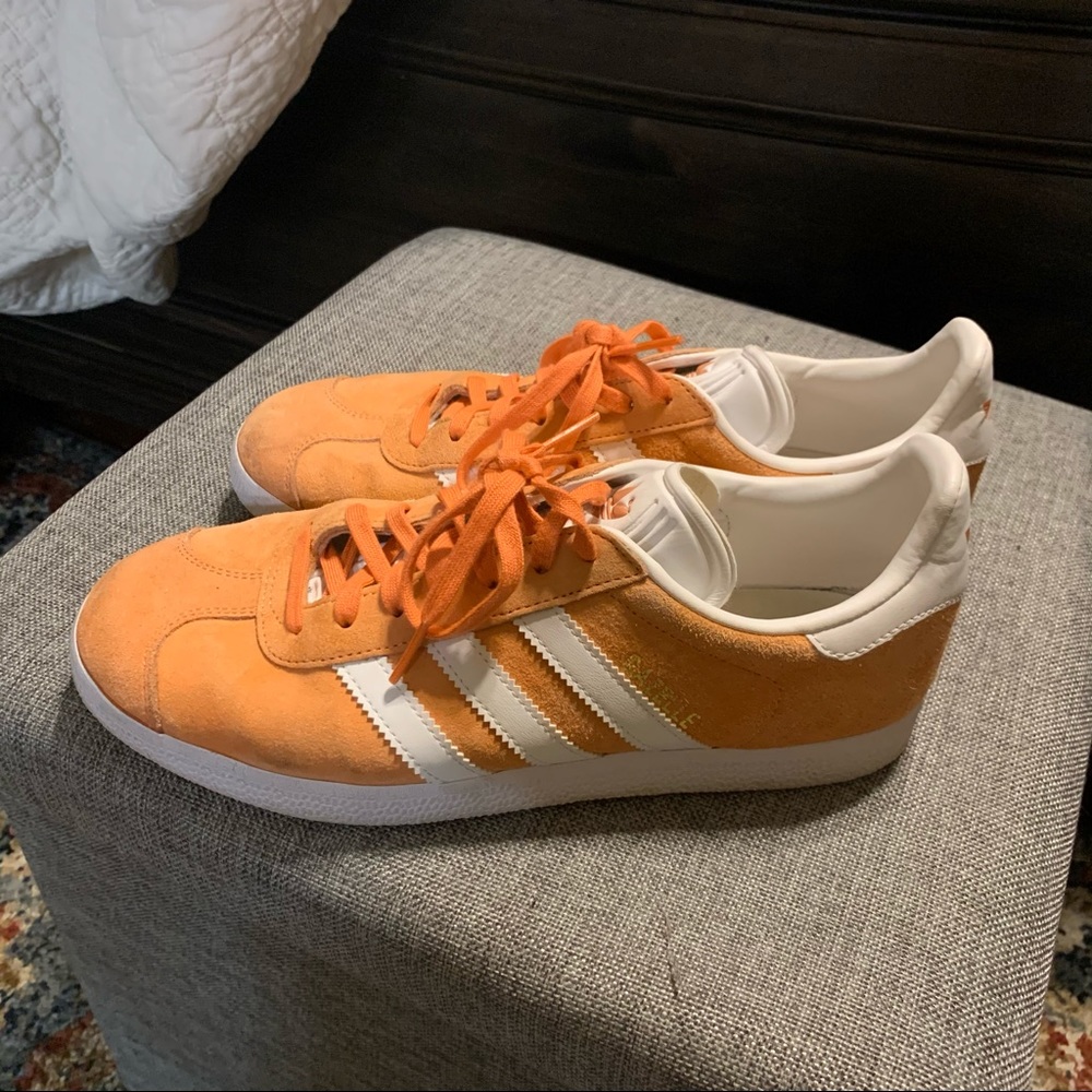 Orange// white Adidas Gazelle